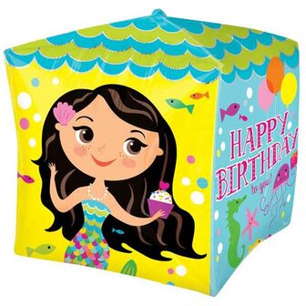 Folieballon Happy Birthday mermaid square 15 inch 